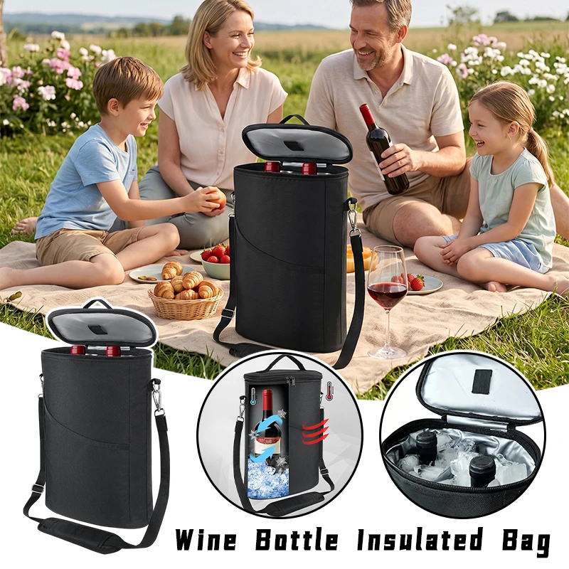 

Portable Wine Cooling Bag Soft Cooler Wine Bottle Insulated Bag for Wine Thermal Outdoor Bag for Travel Carrier Tote Wine Glass