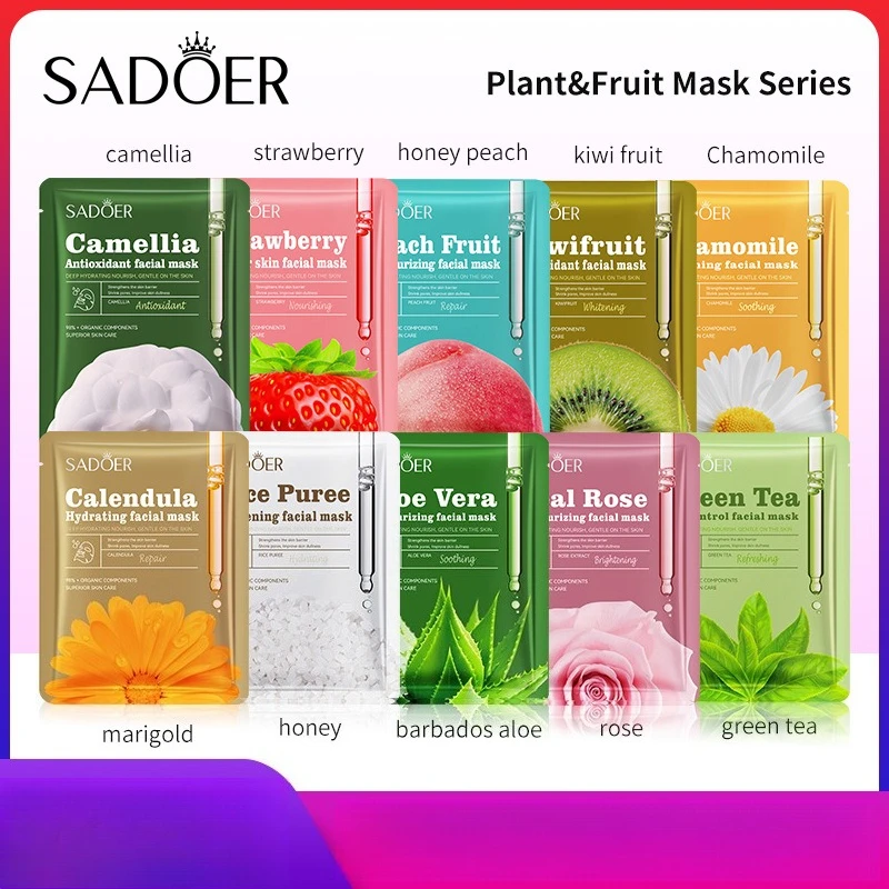 10 упаковок масок для лица с цветочными фруктами на 2025 год — увлажняющая и осветляющая формула растительного экстракта