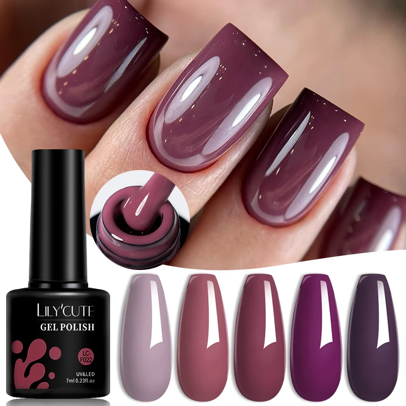 LILYCUTE 7ML żelowy lakier do paznokci Cameo brązowy lakier żelowy Vernis półtrwały żel UV Soak Off Nail Art lakier do paznokci