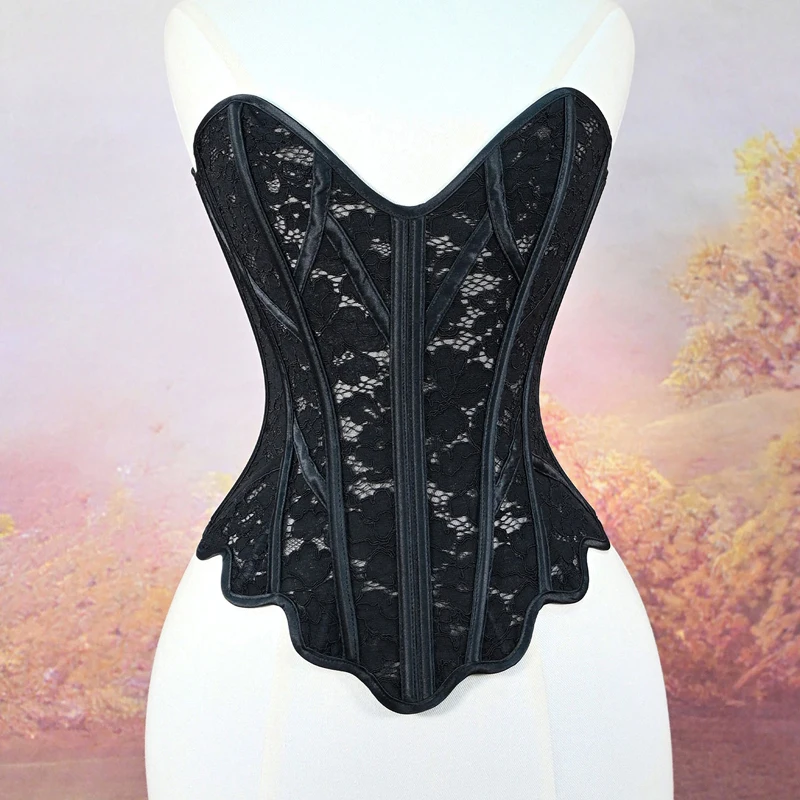 

Black Overbust Corset Tops for Women Sexy Lace Up Bustiers&Corsets Fashion Luxury Designer Waist Trainer Body Shaper Lingerie