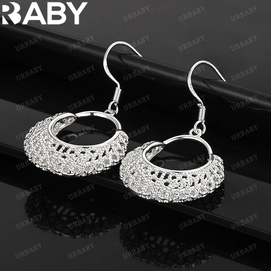 

URBABY 925 Sterling Silver Earrings Concave And Convex Crescent Drop Earrings For Women Jewelry Fashion Party and Daily Wear