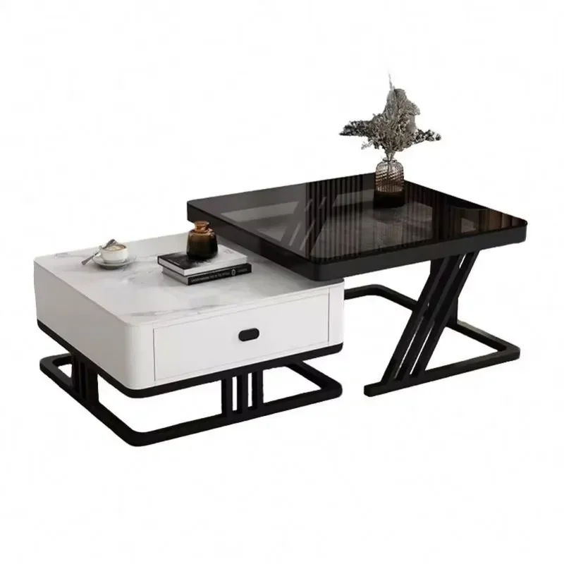 Modern Metal Coffee Table Set Simple Design Living Room Center Table Elegant Base Desktop Furniture for Home Decor Stylish