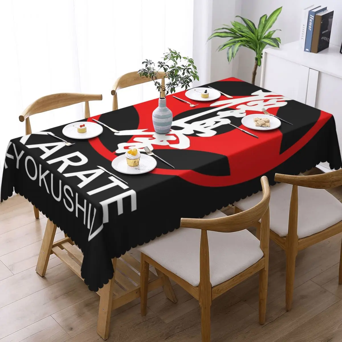 Kyokushin Karate Bushido Values Martial Custom Rectangular Tablecloth Waterproof Table Cover for Party Decorations Table Cloth
