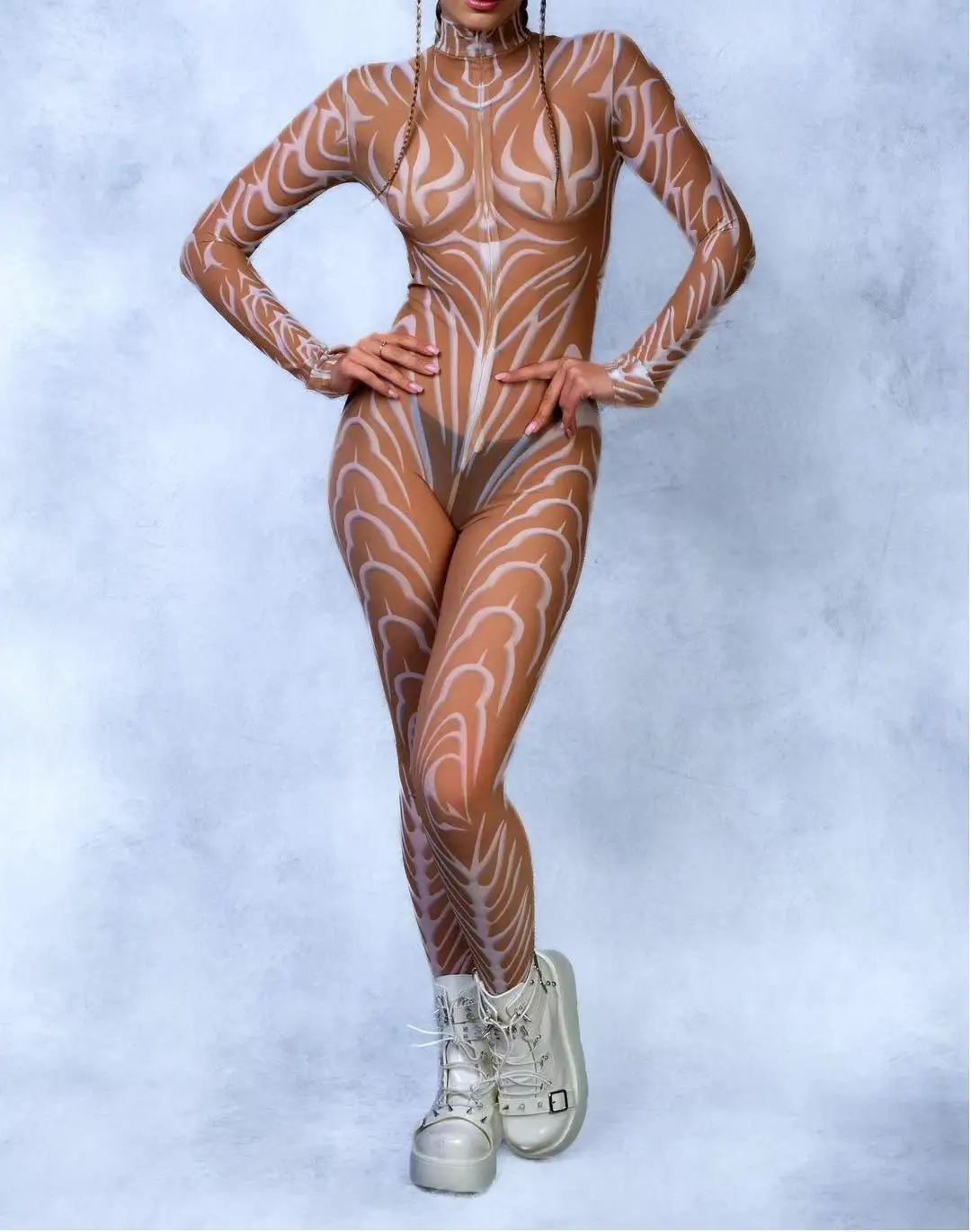 3D-Druck Cyberpunk Damen Strumpfhose Jumpsuit Halloween Feiertagsparty Cosplay Kostüm Elastische Bodysuits Rompers Damen Zentai – Detail 15