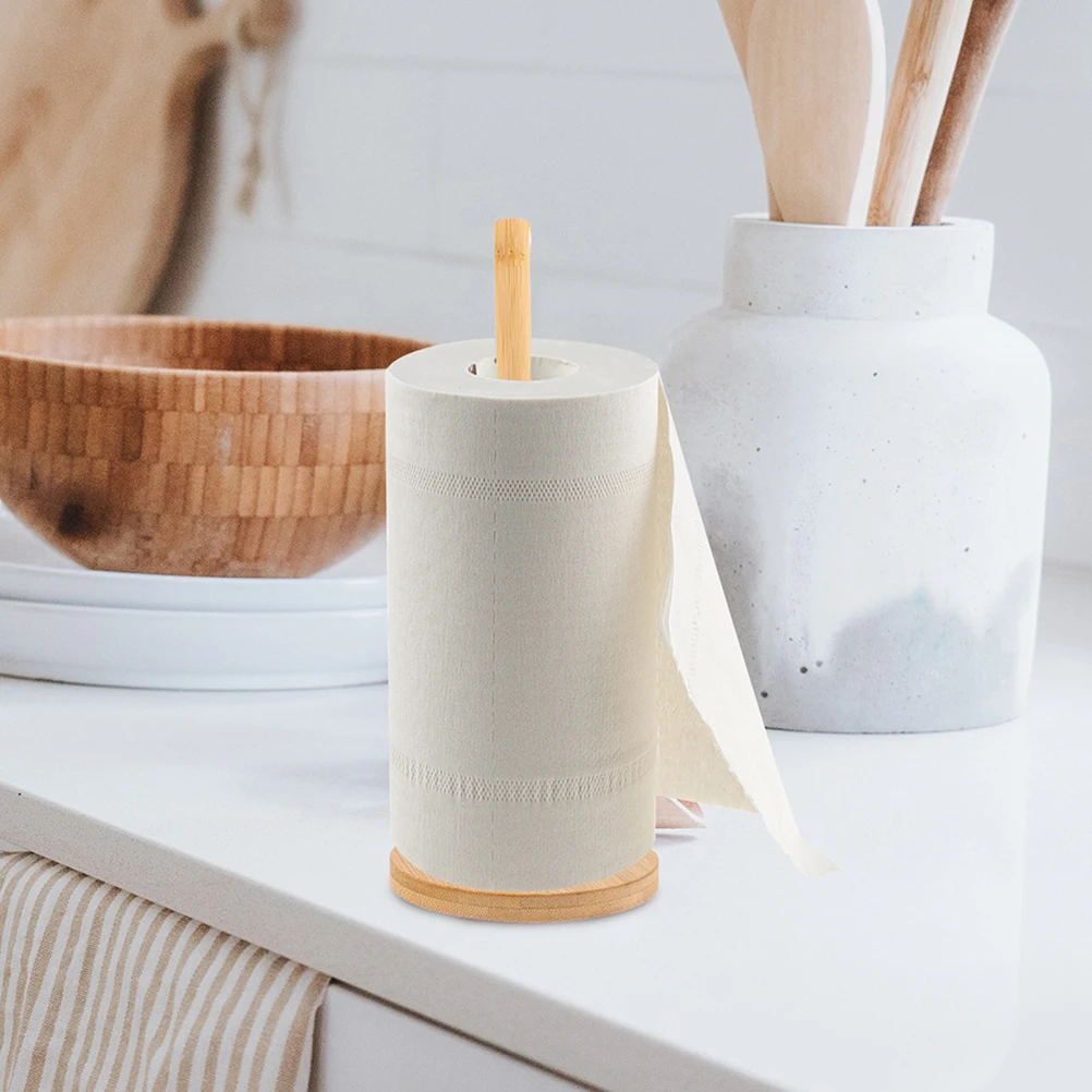

3pcs Bamboo Kitchen Paper Towel Holder Countertop Standing Dispenser For Roll Papers Wood Organizer Storage Farmhouse Kitchen