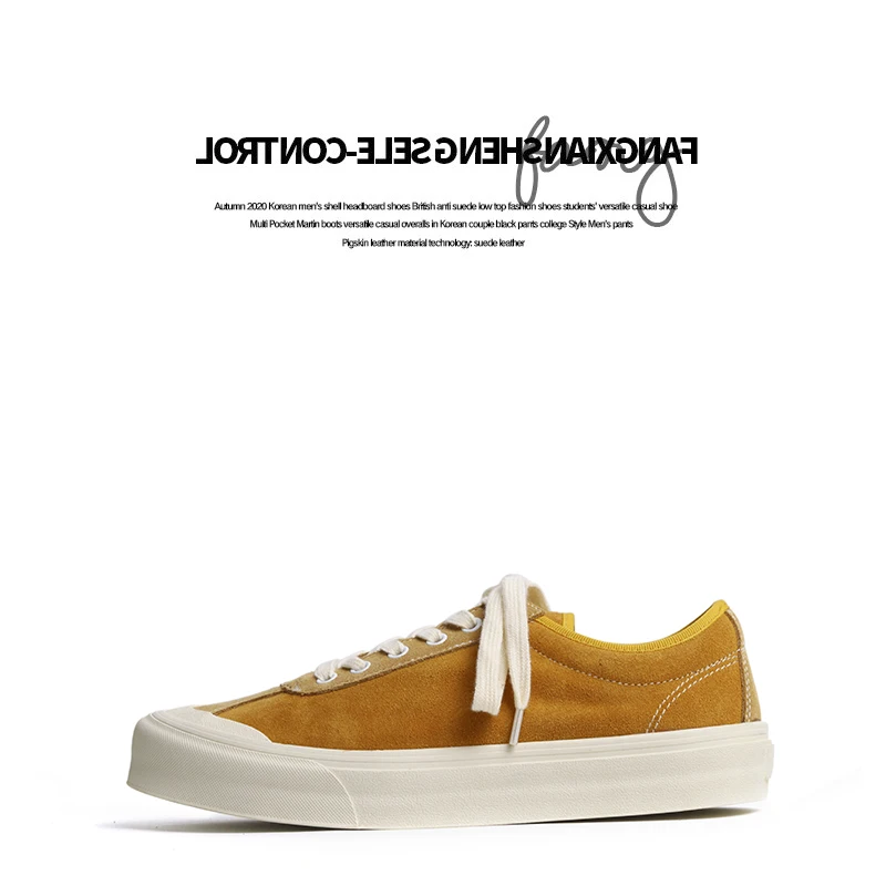 

Оранжевая мужская искусственная замша в стиле ретро, универсальная платформа на плоском каблуке, резиновая подошва с круглым носком, удобная повседневная мужская обувь