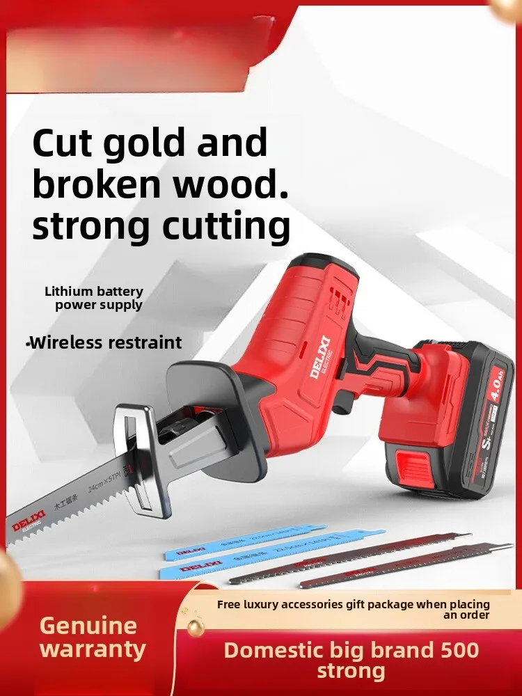 

110V/220V Rechargeable Reciprocating Saw Cordless Handheld Electric Saw for Wood Bone Cutting Outdoor Home Use