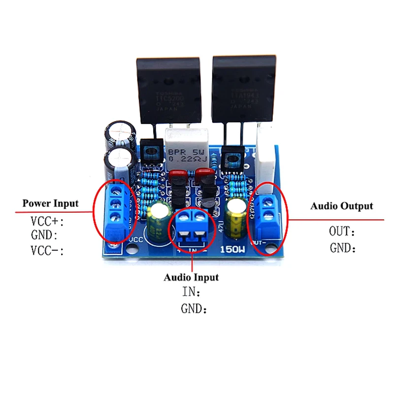 Hifi Mono 150W Amplificatore di Potenza Scheda Audio Completa Per Fai Da Te Amp Hi End Modulo Amplificatore Digitale Utilizzare TTA1943 TTC5200