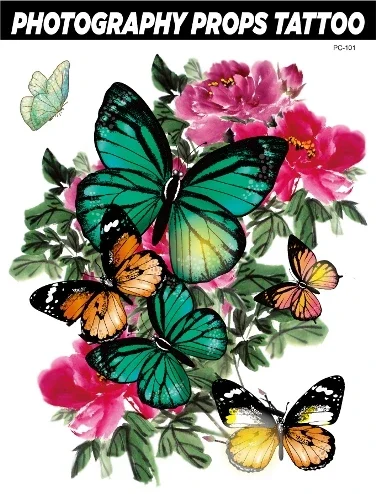 Full Back Tattoo Sticker Butterfly Flower Waterproof Temporary Tattoo Sticker Birds Sexy Colorful Fake Tattoo Tatouage Female