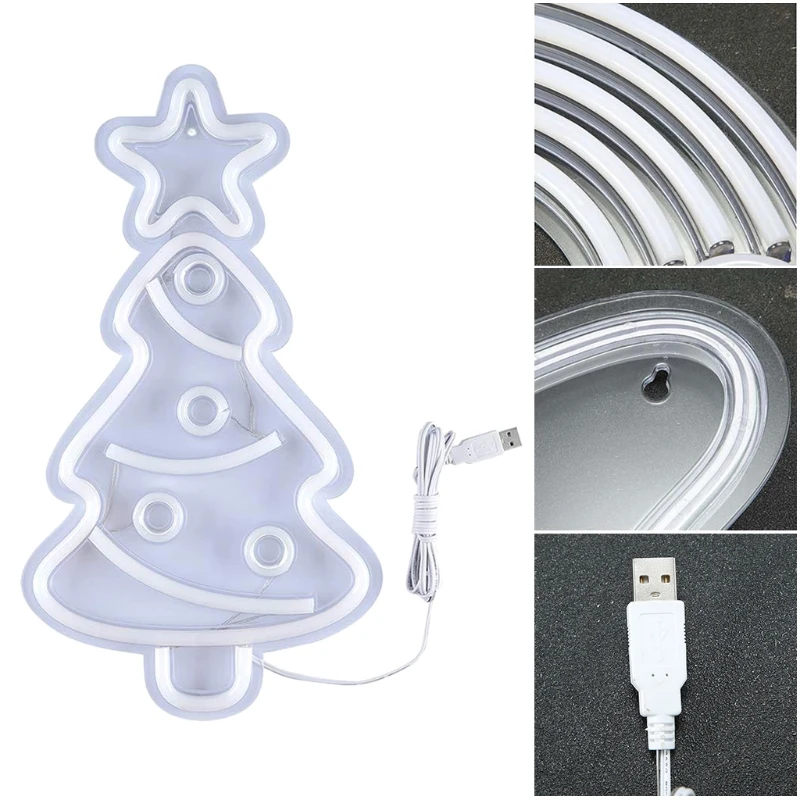 Christmas Tree Light LED Sign USB Powered Lamp Illuminate Party Wall Decor Drop shipping