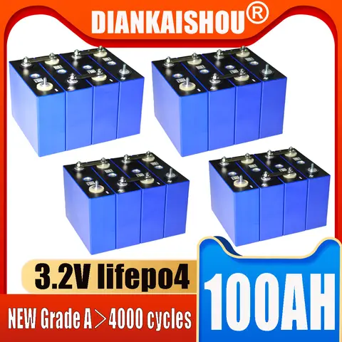 Lifepo4 Battery New Grade A 3.2V 100Ah 105Ah DIY 12V 24V Electric Tool Outdoor Solar lithium iron phosphate Rechargeable Battery