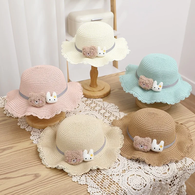 

2-5 Years Old Children's Large Brim Dome Lace Fisherman Hat Summer Outdoor Fashion Versatile Sun Protection Hat For Beach Play