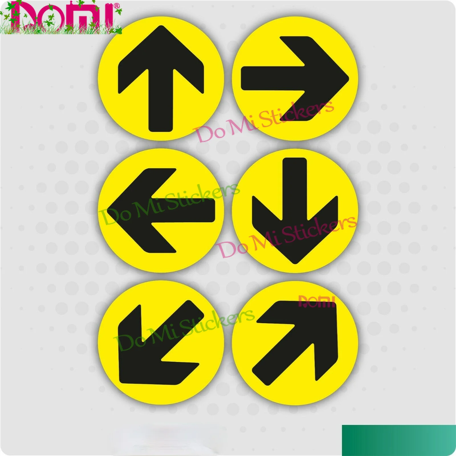 

6 X Direction Arrows Yellow Black Self-Adhesive Stickers Social Distance Signs KK Vinyl Cover Waterproof PVC Car Stickers JDM