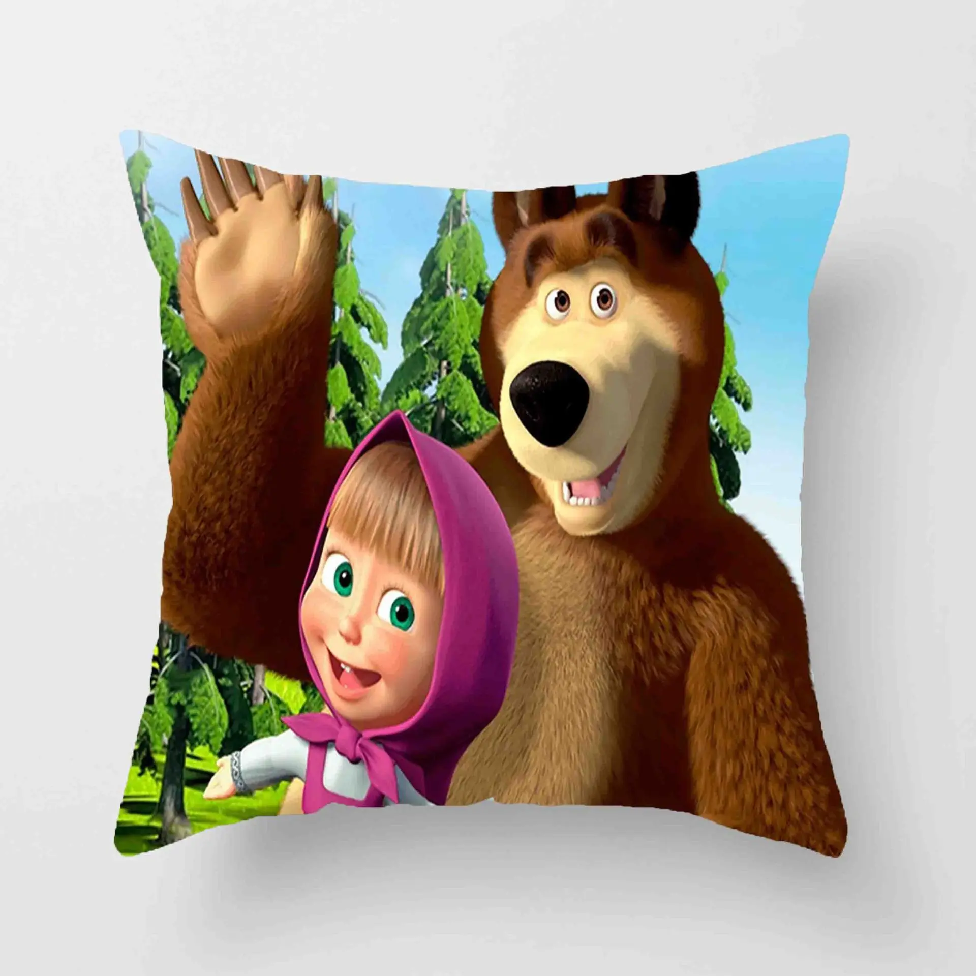 New Masha and the bear short plush double sided cartoon printed pillow case cartoon characters children pillow case home  masha