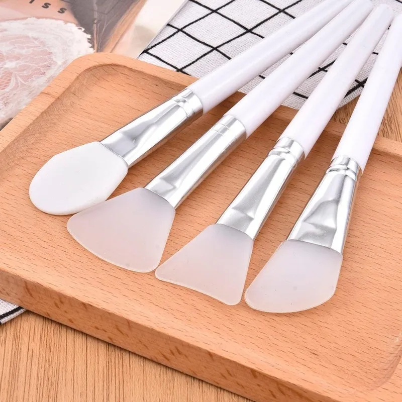 4 unids/set de cepillo de silicona para máscara Facial de maquillaje blanco, cepillos profesionales para crema de barro, herramienta cosmética de belleza para el cuidado de la piel DIY