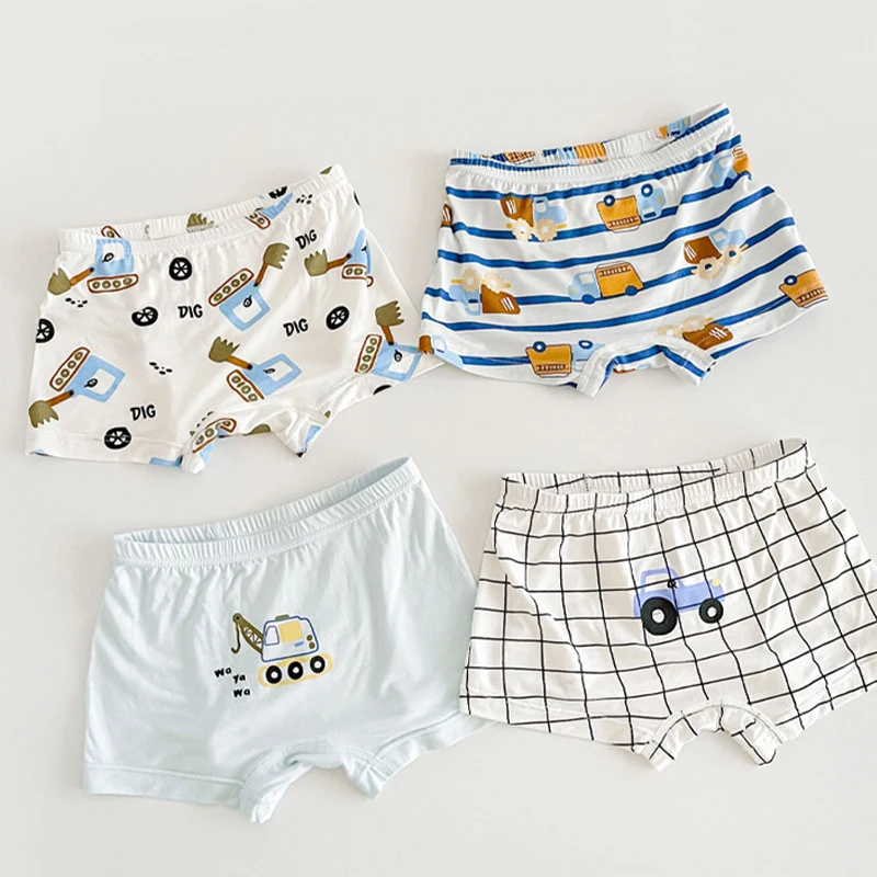 4 Pairs/Lot Modal Children\'S Underwear New Cartoon Puppy Boys And Girls Panties Breathable Kids Underpants