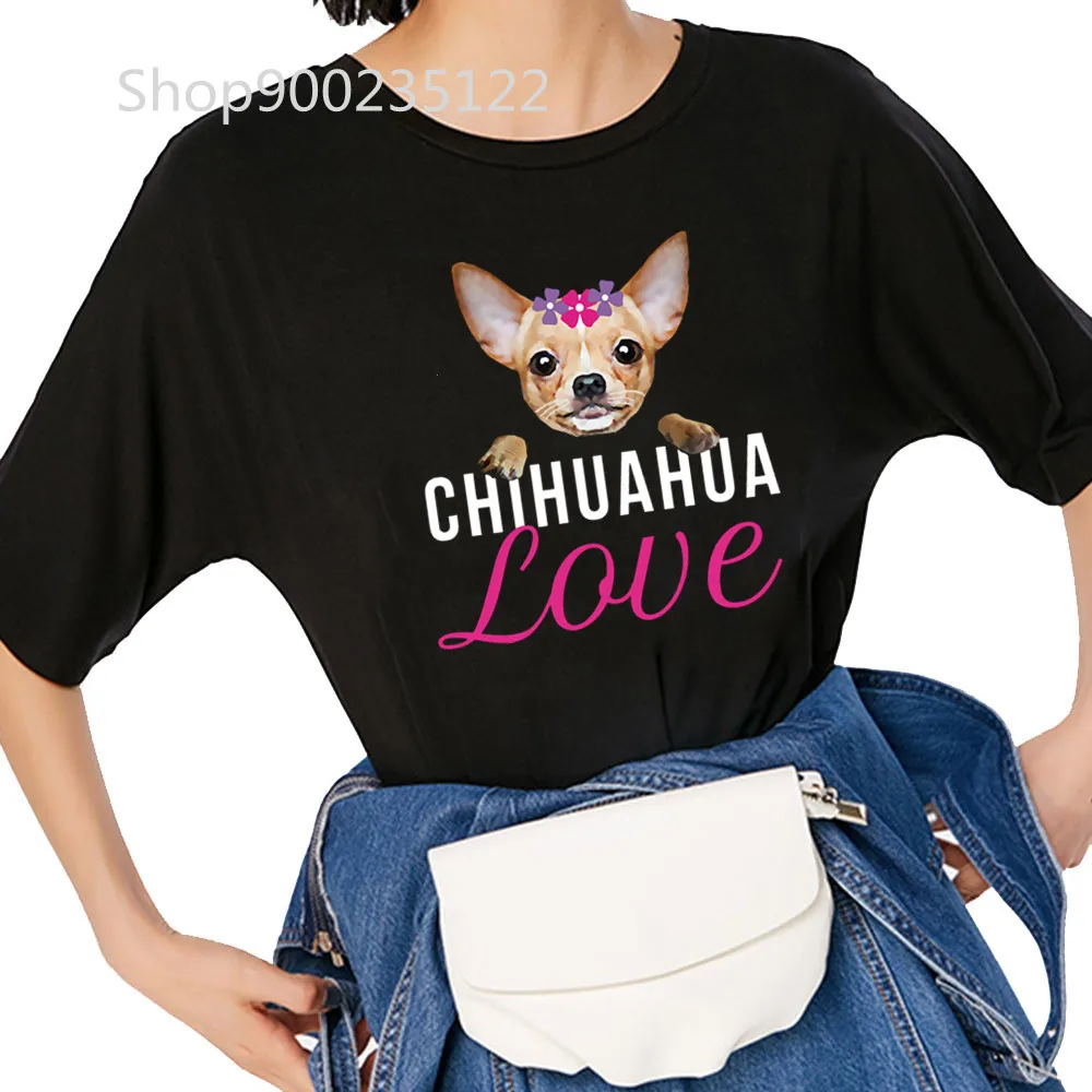 Aesthetic dogs shirts for women Printed Chihuahua Love T-shirt women summer harajuku Casual clothes black graphic t shirts