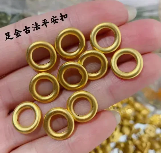 

999 real gold round shape pendants 24k pure gold circle charms for couples