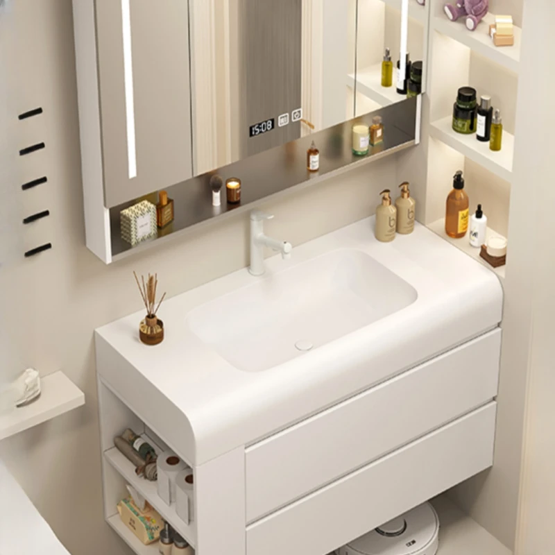 Bathroom cabinet, intelligent mirror combination of skin and sensation integrated  washbasin, and sink