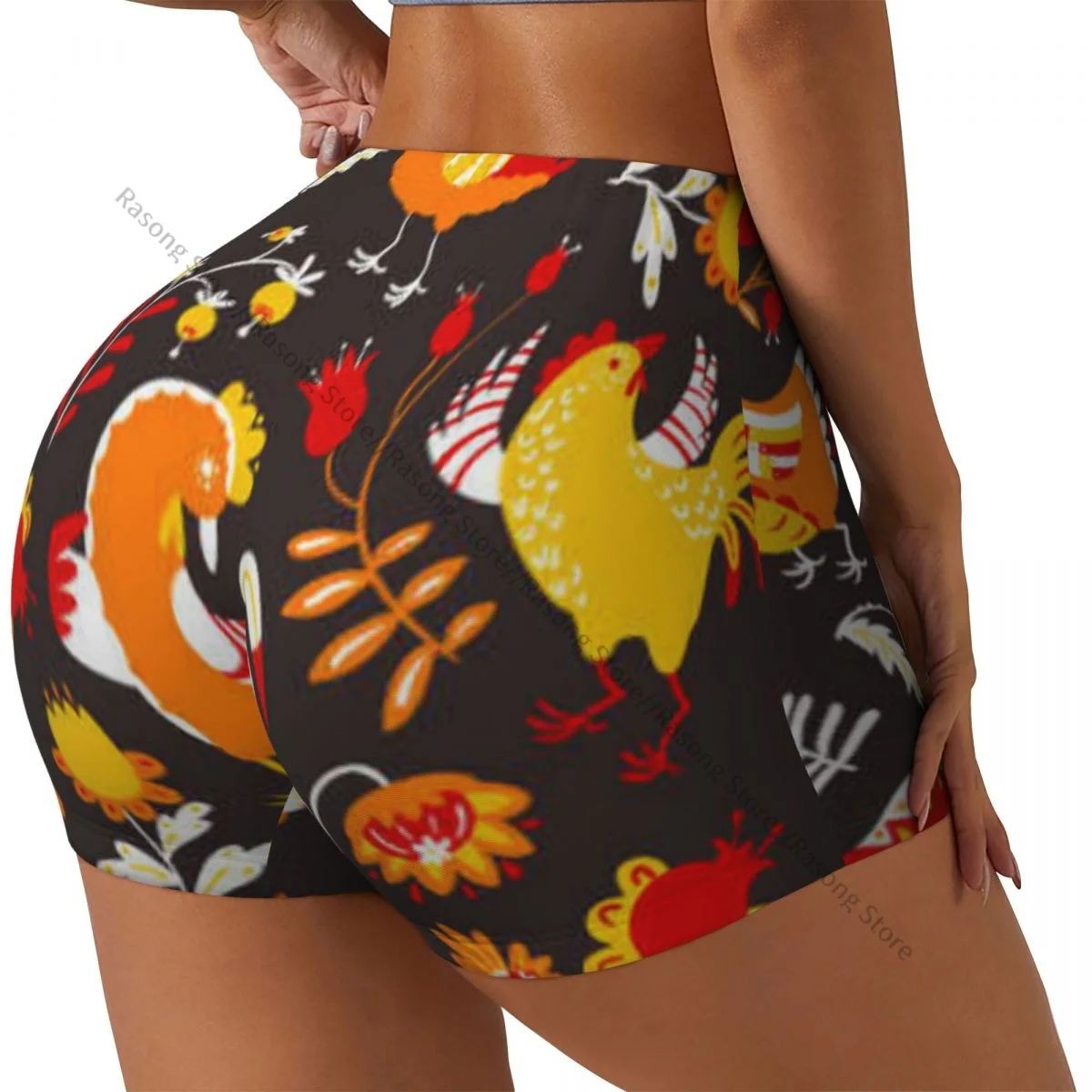 

Короткие эластичные шорты с эффектом пуш-ап, милые шорты для бега с этническим цветочным фоном, спортивные шорты, женская одежда, тренажерный зал