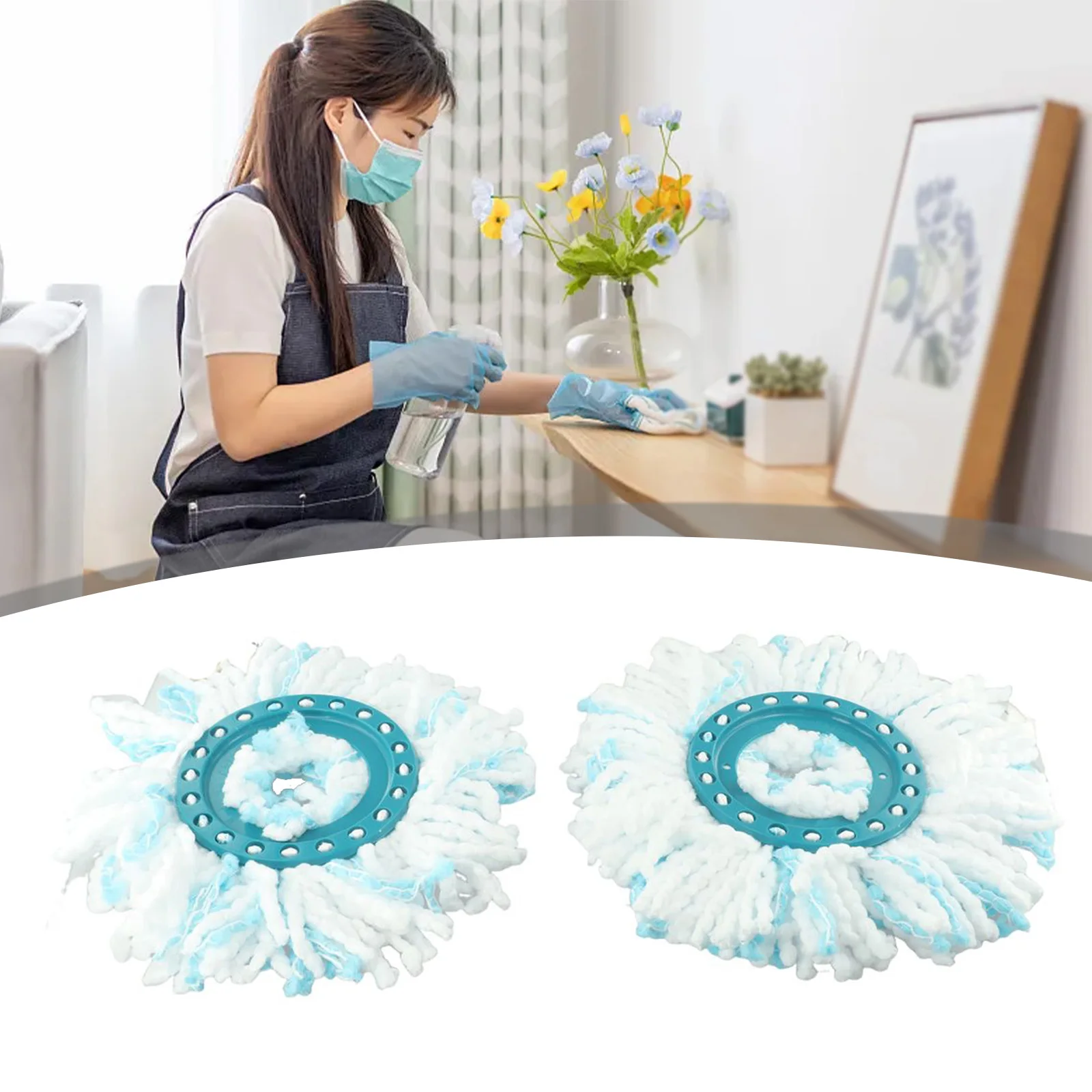 Easy To Access Areas Microfiber Mop Heads Flexible Mop Heads High Quality Material Practical To Use Shiny Results