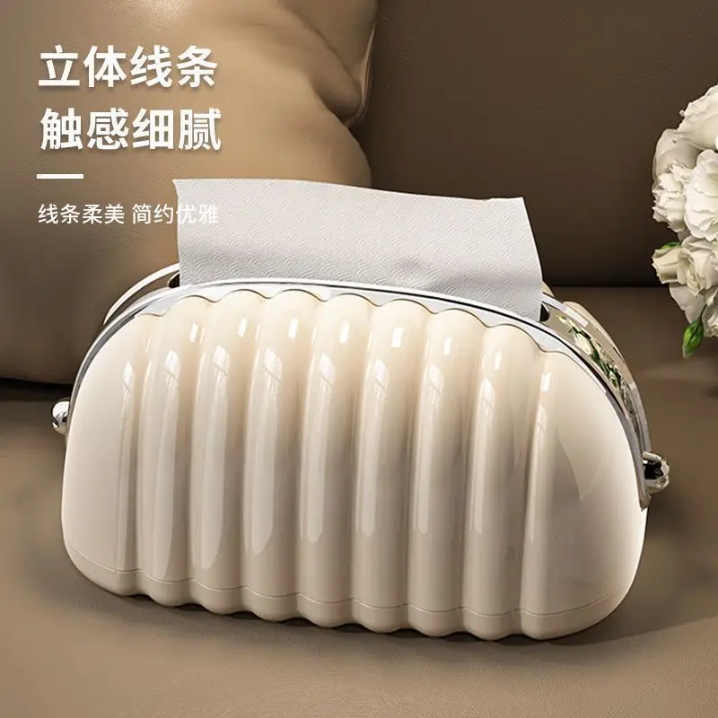 Ins Desktop Cream Shell High-end Small Tissue Box High-value Coffee Table Decorations