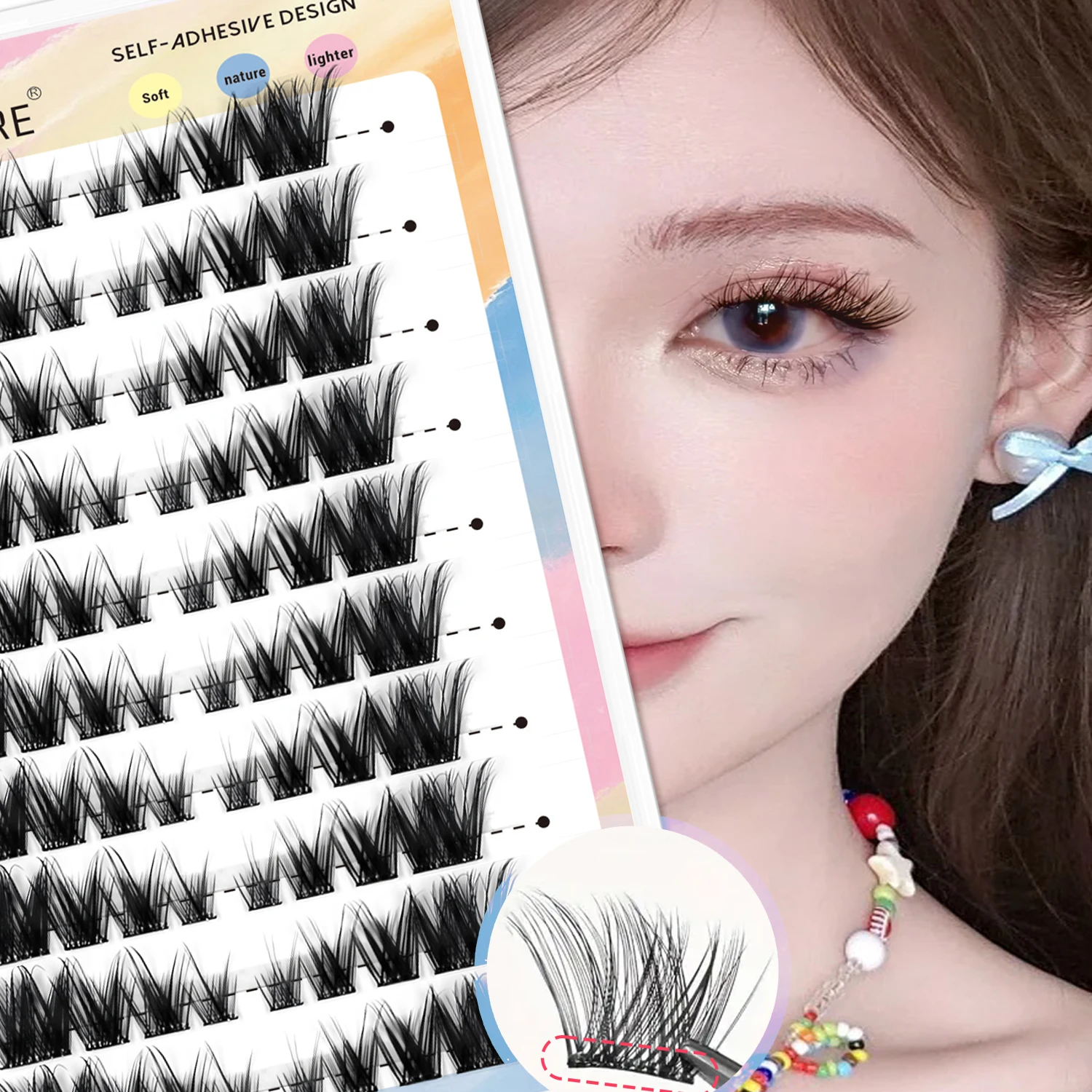 ماركس المستقبل رموش صناعية ذاتية اللصق C حليقة رموش واحدة عين القط الثعلب العين رموش مانغا الرموش العنقودية اليسرى واليمنى مجموعة رموش طبيعية 80 قطعة مناسبة للمبتدئين