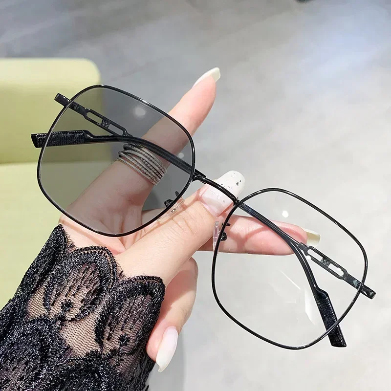 Outdoor Color Changing Sunglasses Ladies Intelligent Photochromic Minus Diopter Glasses Trendy Myopia Prescription Eyeglasses