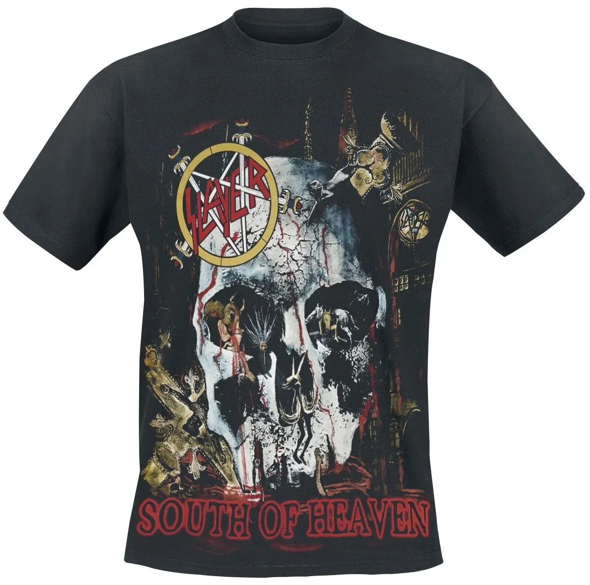 Slayer South of Heaven Gothic Skull Print T-shirt Men Women Thrash Metal Casual Streetwear Tee