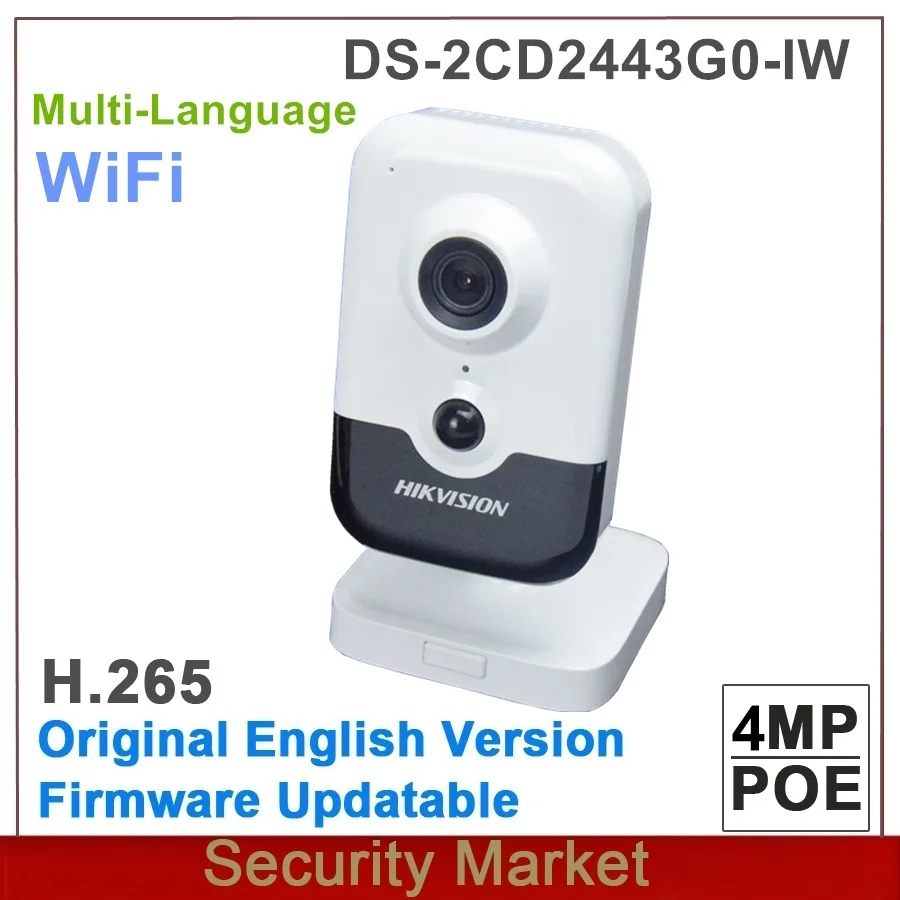 New English Version 4MP IR Cube Network Camera DS-2CD2443G0-IW CCTV Wireless POE IP Wifi IPC