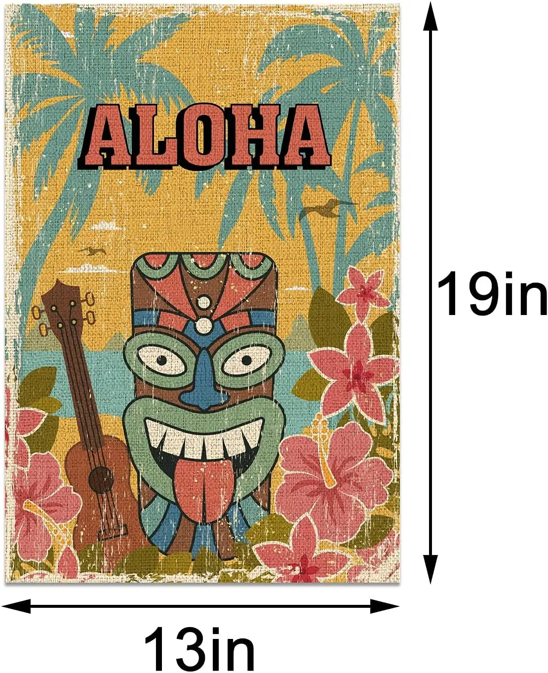 Hawaiian Aloha Garden Flag 12.5×18 Luau Party Yard Sign Summer Hawaii Tiki Par Beach Party Pool Party Decoration Outdoor Outside