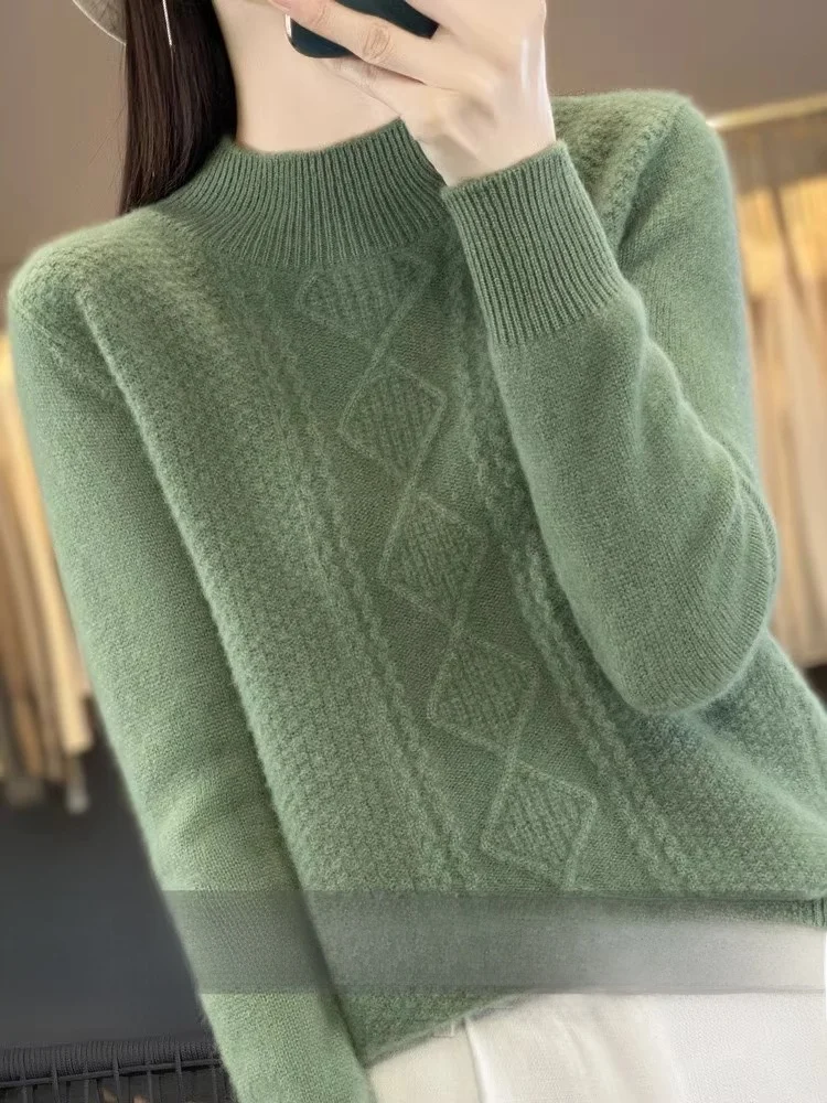 エルドス 厚手カシミヤセーター レディース 00%カシミヤ 2024秋冬 ハーフハイネック ウールニット ベースシャツ