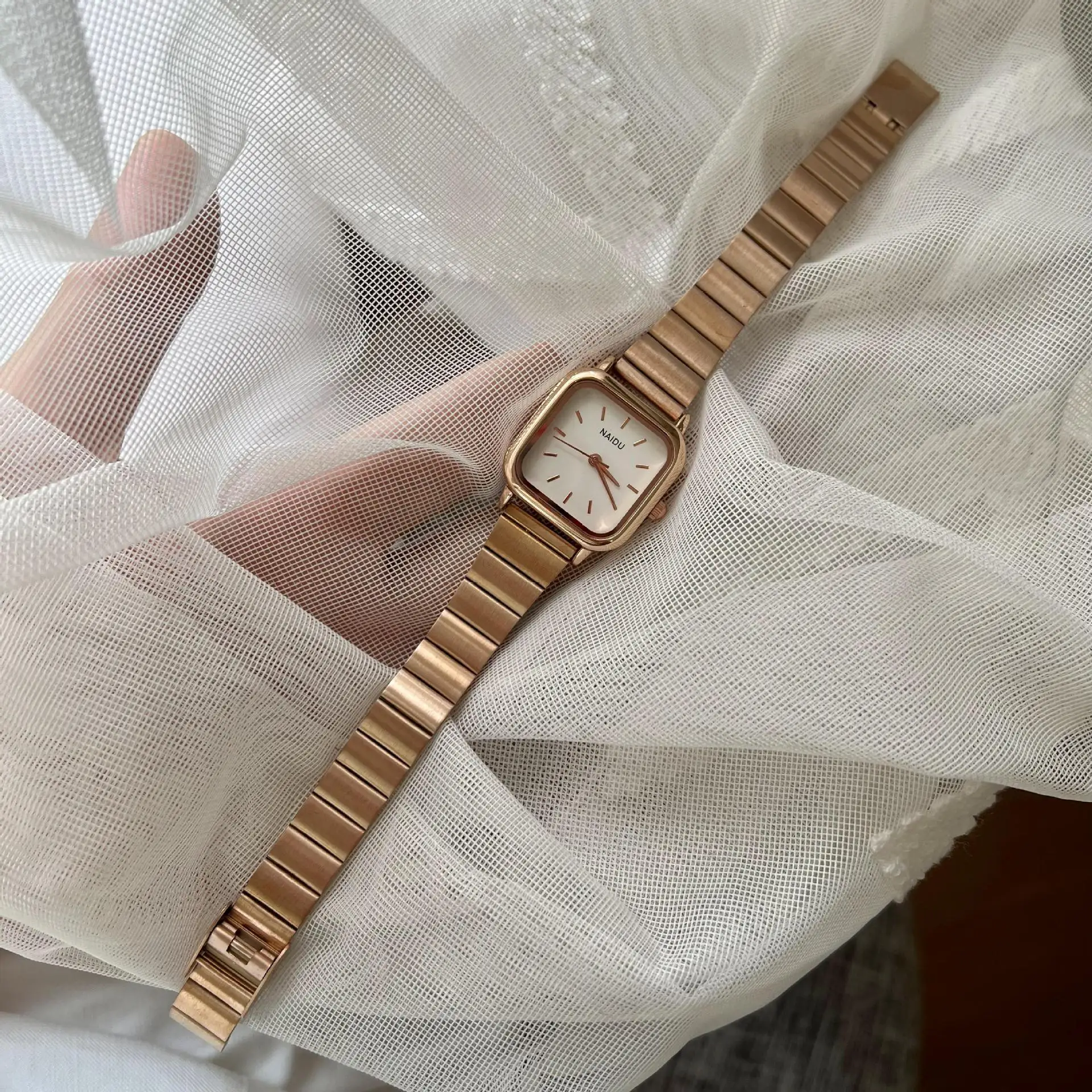 Watch for Women Small Square Fashion Minimalism Stainless Steel Band Quartz Student Wristwatch Beautiful Female Clock