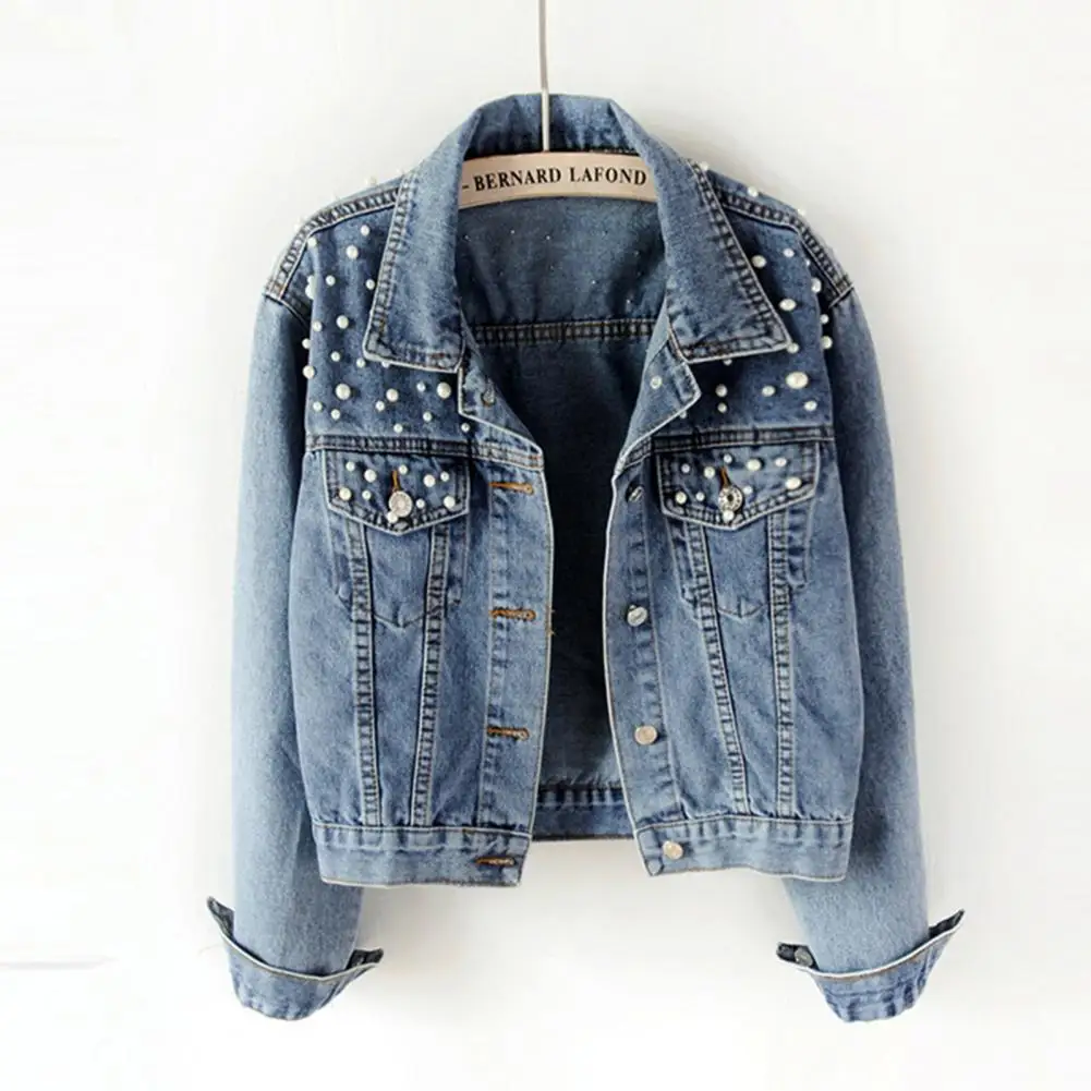 Denim Coat Women Denim Coat Turn Down Collar Single Breasted Full Sleeve Jackets Loose Casual Regular Short Jacket 2024