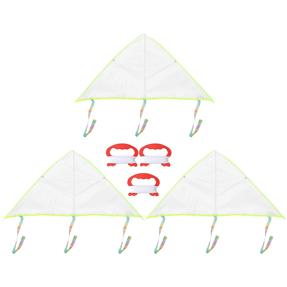 3세트 DIY 롱테일 연 그림 그리기 연 흰색 무지 롱테일 연 야외 비행 회전줄 방수 원단 선물