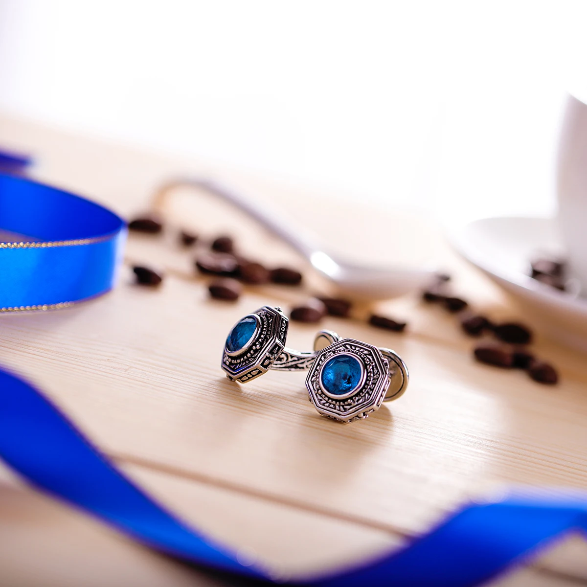 KFLK Brand High Quality for Men's Shirt Double Blue  Crystal Cufflinks Wedding Gift Buttons Guests