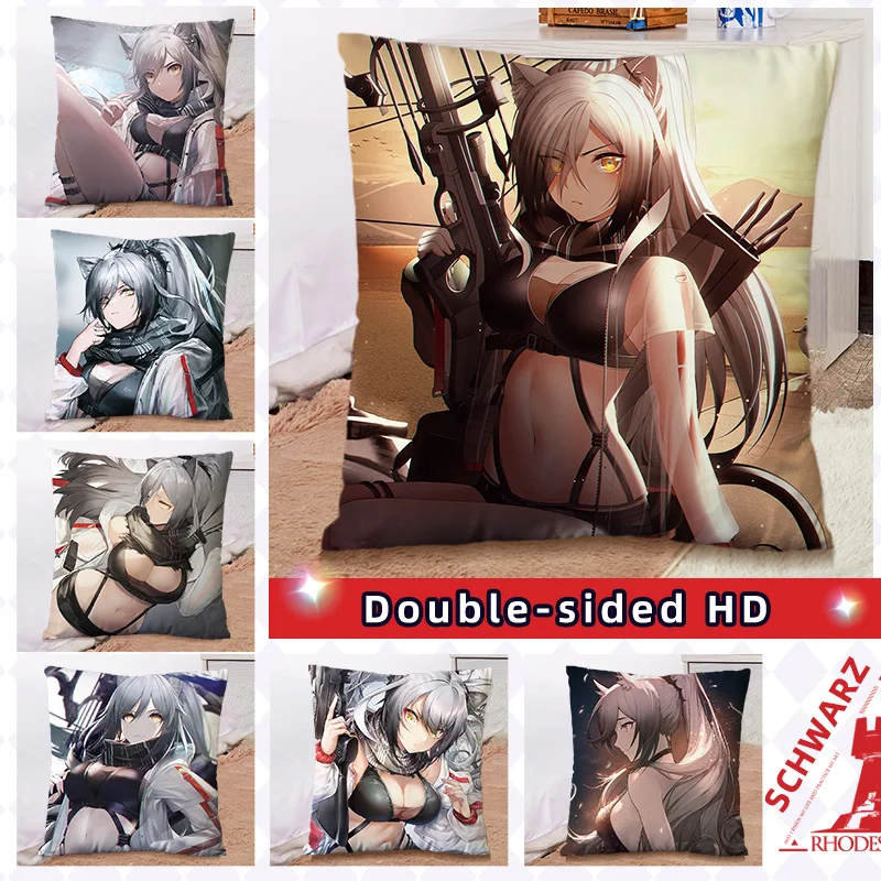 Anime Square Pillow Arknights Cosplay Plush Toy Schwarz Pillows Living Room Home Sofa Decors 45*45 CM