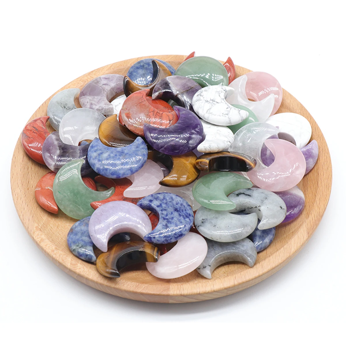 10PCS Wholesale Natural Stone Amethyst Rose Quartz Flash Labradorite Moon Shape Ornaments Home Decoration DIY Sculpture Stone