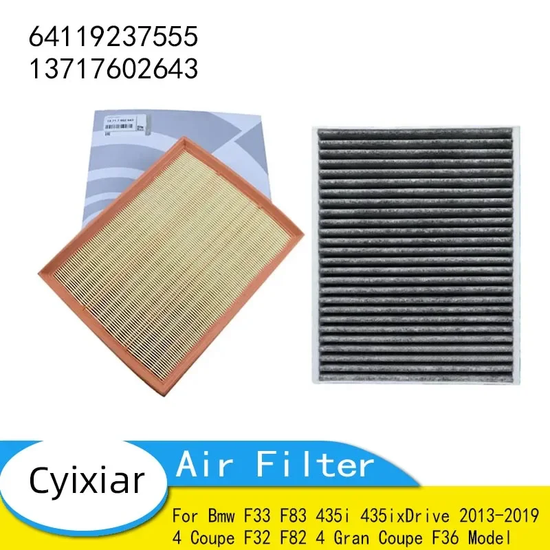 Cabin Filter Air Filter for Bmw F33 F83 435i 435ixDrive 2013-2019 4 Coupe F32 F82 4 Gran Coupe F36 Model 64119237555 13717602643