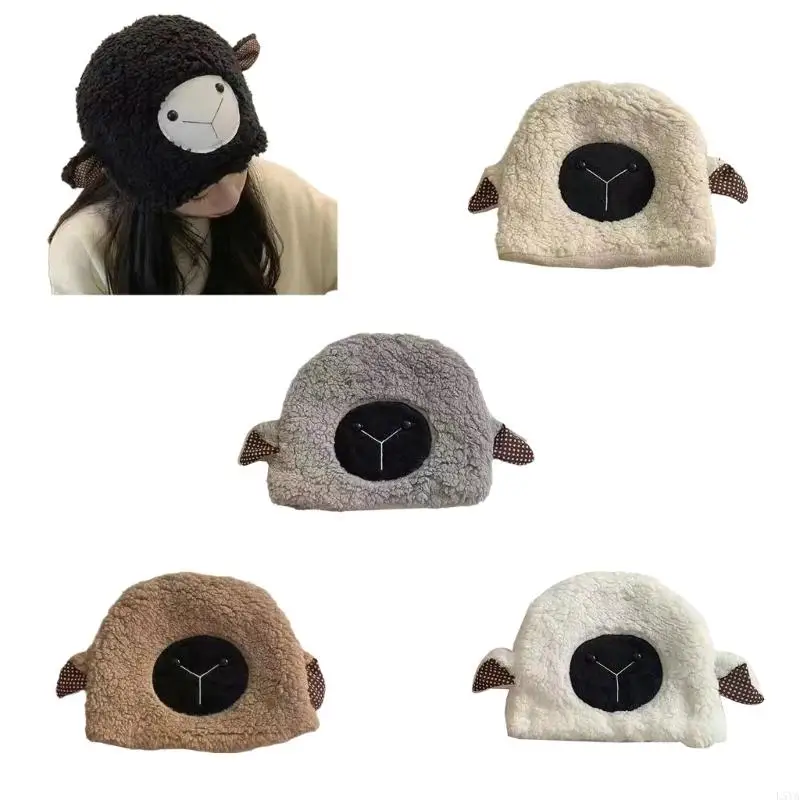 

L5YA Funny Beanie Sheep Ear Hat Little Devil hat Plush Sheep Hat Girl Funny Hat