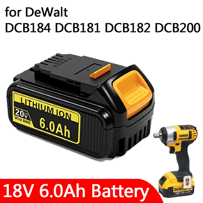 

18 В аккумуляторные инструменты 6,0 Ач DCB200 DCB184 DCB181 Сменный литий-ионный аккумулятор для электроинструмента DeWalt MAX XR литиевые аккумуляторы 6000 мАч