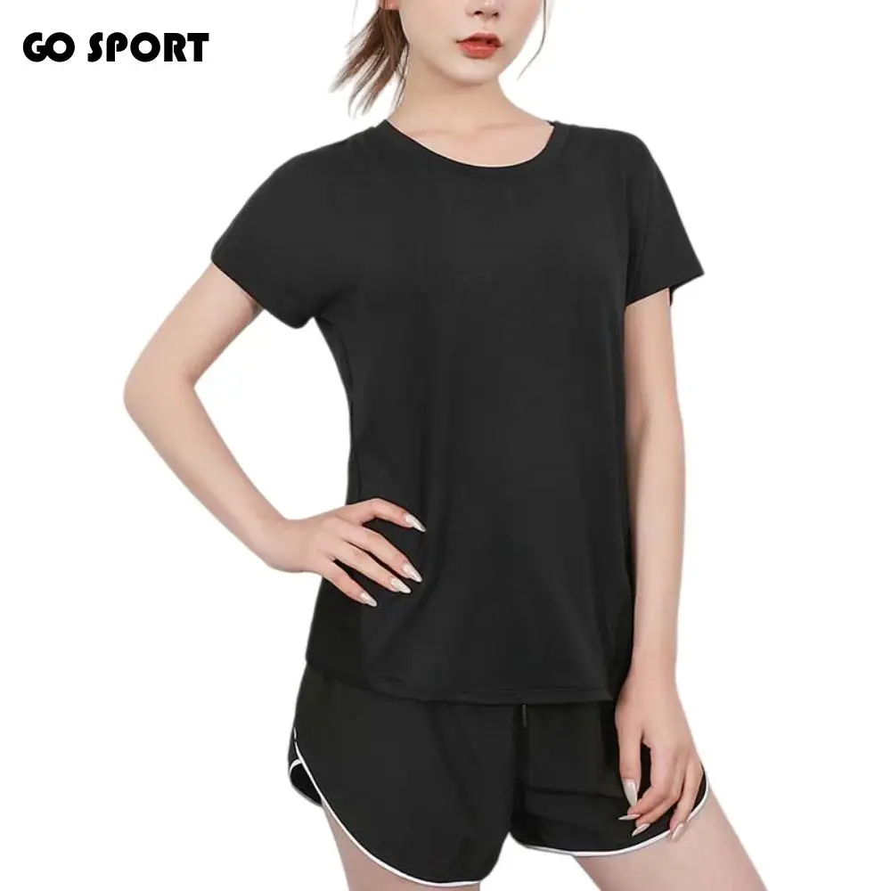 

Basic Quick Dry Sports Yoga T-Shirts Short Sleeve Loose Running Shirts Tees Solid Color Thin Sports Tops Female
