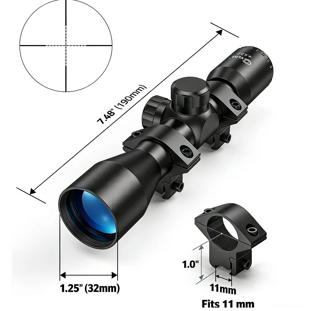 4X32 Compact Richtkijker Red Dot Optics Jachtkijker Richtkruis Richtkijker met Rode Laser Sight 11/20mm Rail Ring Mounts Luchtgeweer