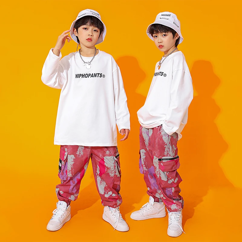 Nieuwe Mode Hiphop Kids Performance Kostuum Camouflage Vest Lange Mouwen Outfit Jongens Streetdance Wear Meisjes Jazz Outfit Bl7358