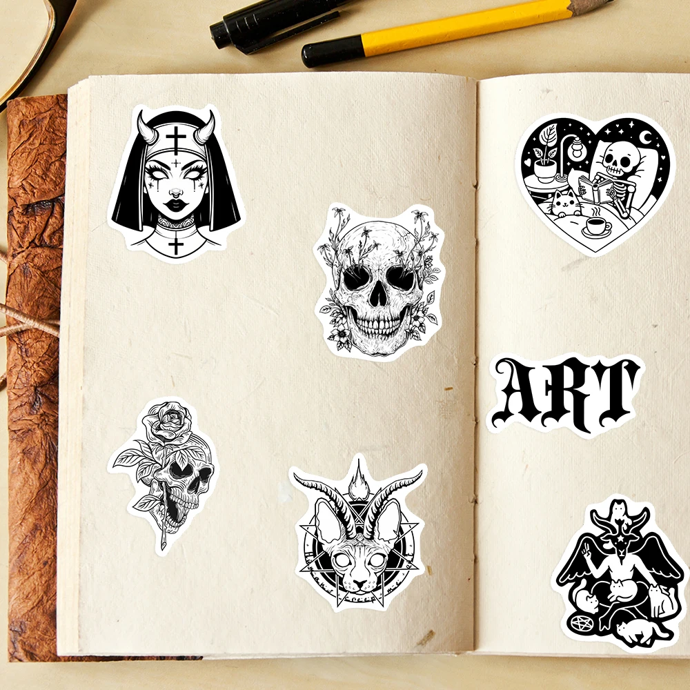Gothic Horror Skull Stickers DIY Toys Gift Decorative Decal for Scrapbook Junk Journals Laptop Luggage Bottles Guitar Waterproof view 6