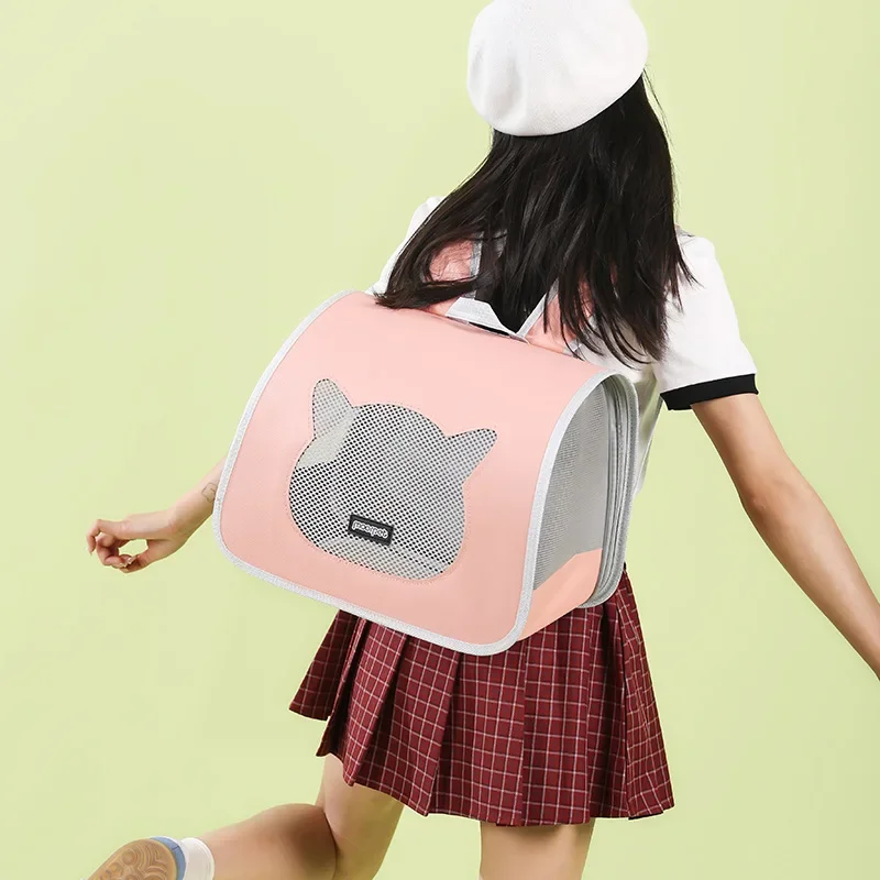 Cat Pet Bag Go Out Handy Carry Backpack Comfortable Breathable Large Space Cat Pet Travel Bag