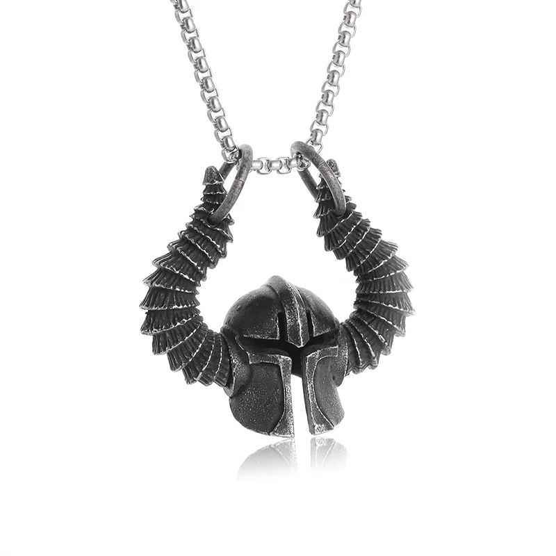 Roman Norse Helmet Amulet Men\'s Pendant Spartan Warrior Helmet Necklace Lucky Victor Jewelry