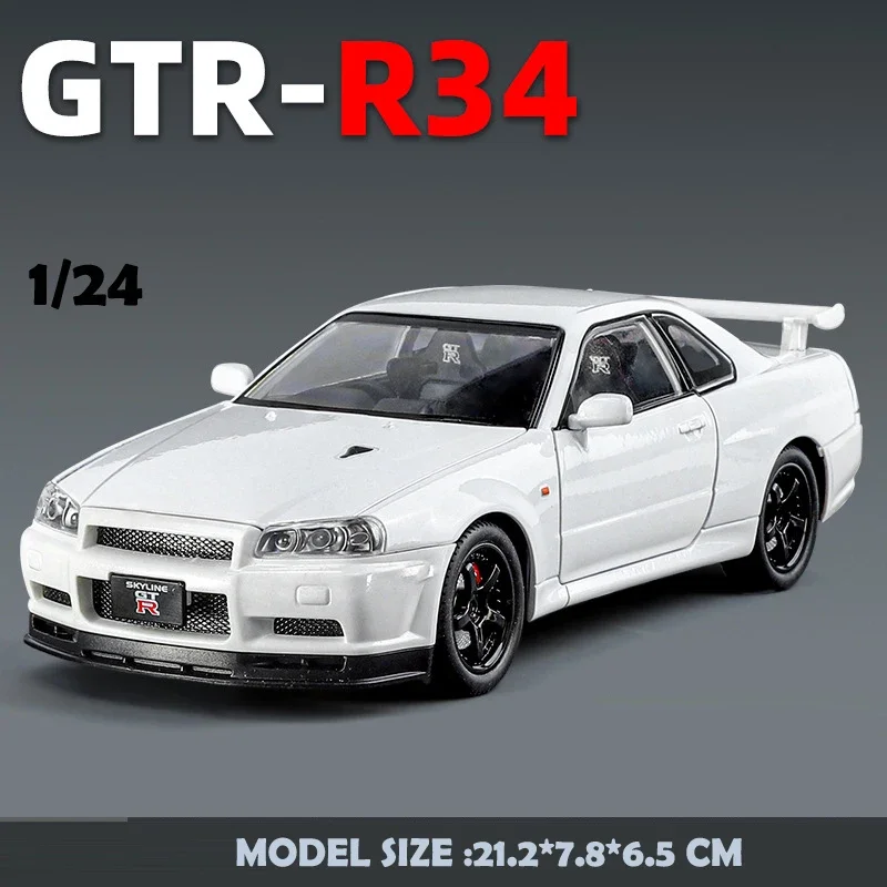 Wild Speed 1/24 Nissan Skyline GT-R R34 Alloy Car Model 1/32 JDM