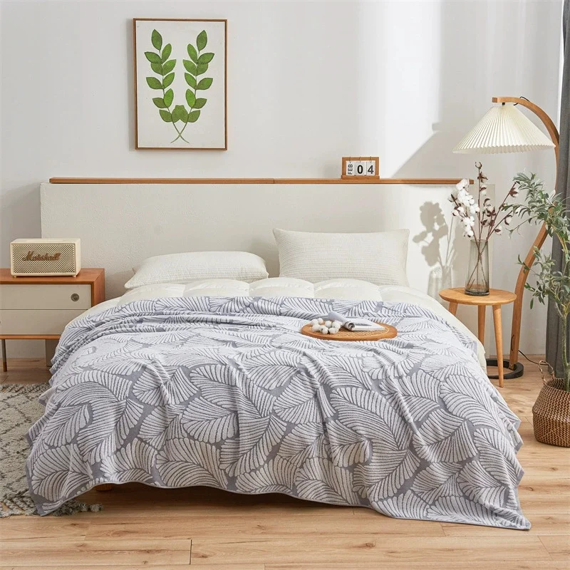 

Жаккардовое полотенце с банановым листом, покрывало из чистого хлопка для домашнего офиса, приятные для кожи одеяла для дивана на весь сезон