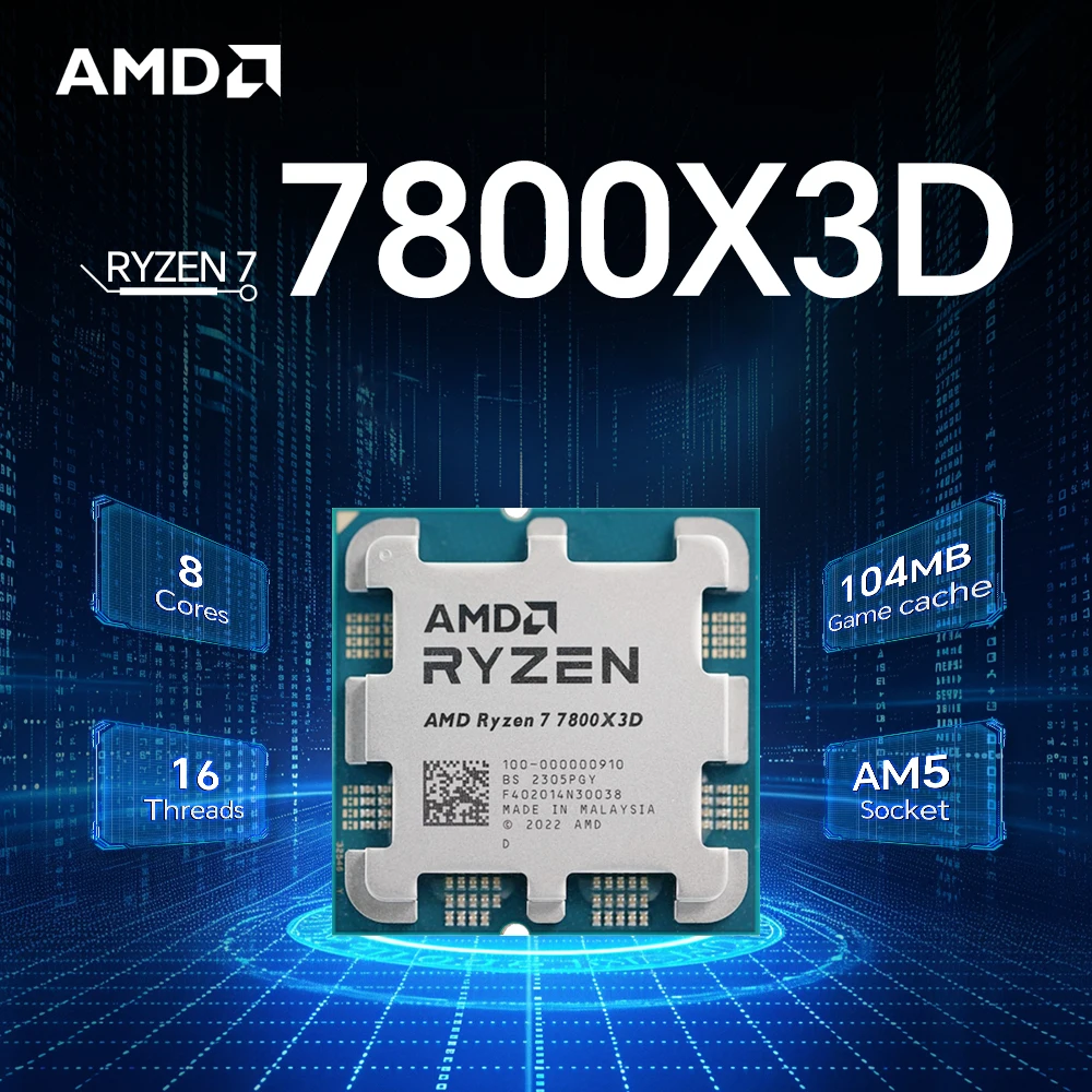 AMD Ryzen 7 7800X3D 5.0 جيجا هرتز المقبس AM5 8-Core 16-Thread 5NM CPU الرسومات المتكاملة 100-100000910 جديد R7 7800x3d ولكن لا يوجد مبرد #1